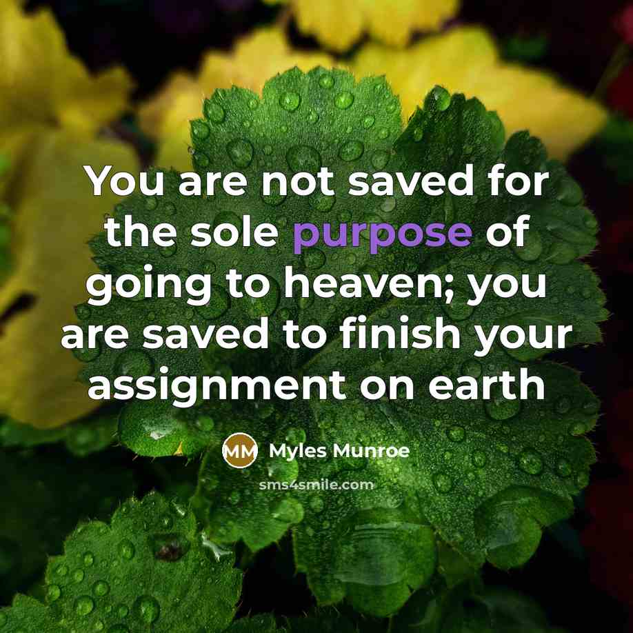 “You are not saved for the sole purpose of going…” quote by Myles Munroe