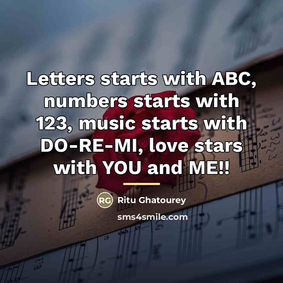 “Letters starts with ABC, numbers starts with 123, music starts…” quote by Ritu Ghatourey