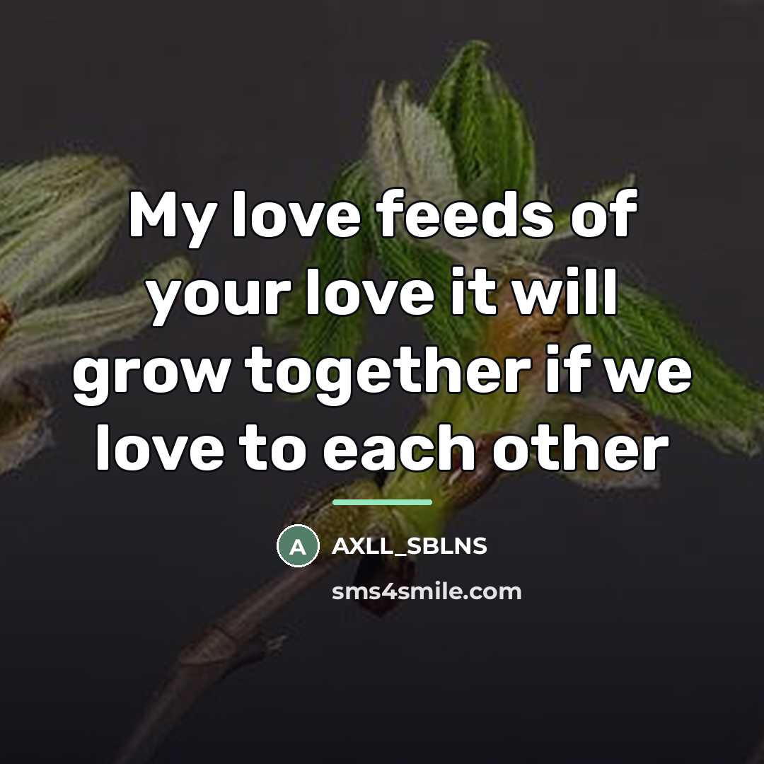 “My love feeds of your love it will grow together…” quote by AXLL_SBLNS