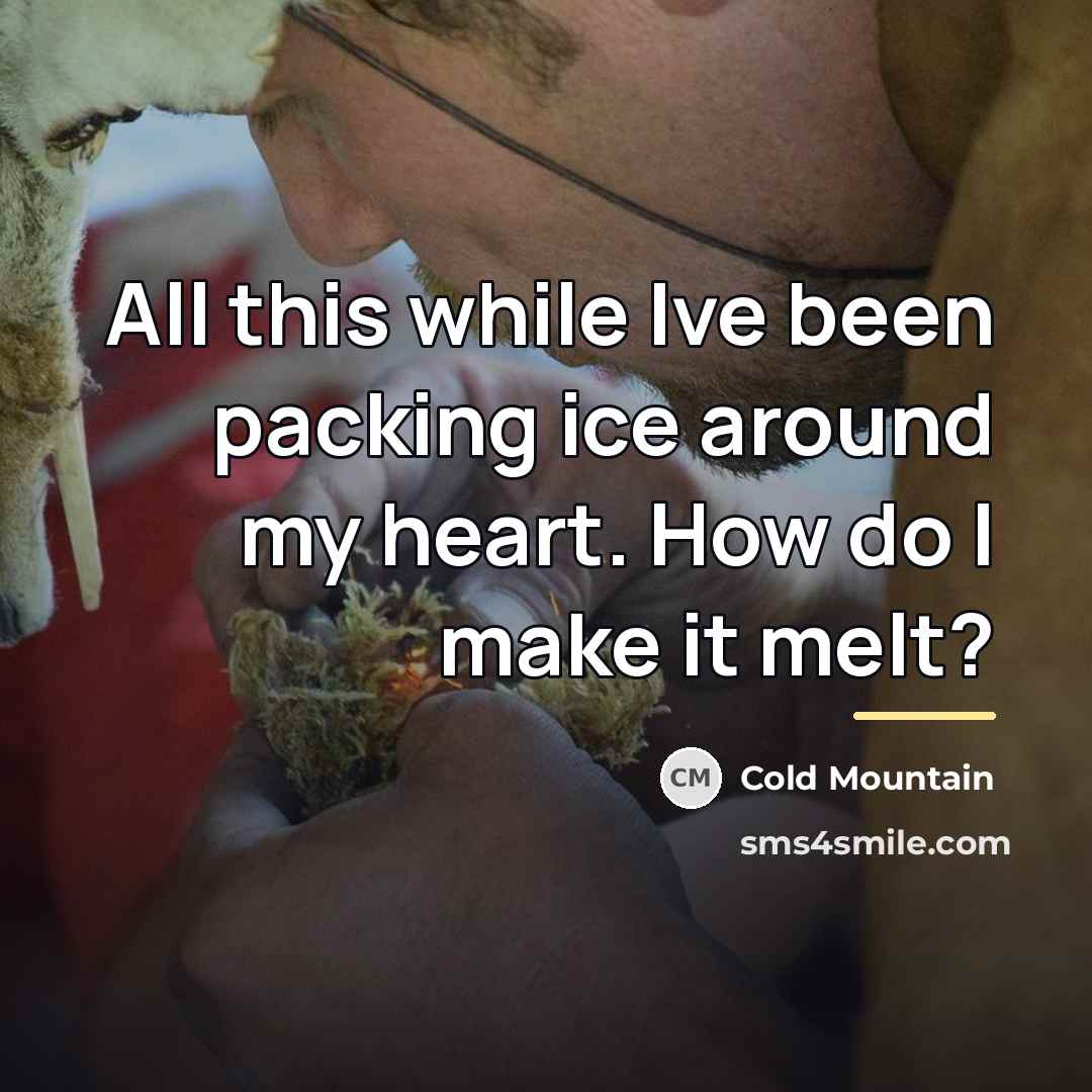 “All this while Ive been packing ice around my heart.…” quote by Cold Mountain
