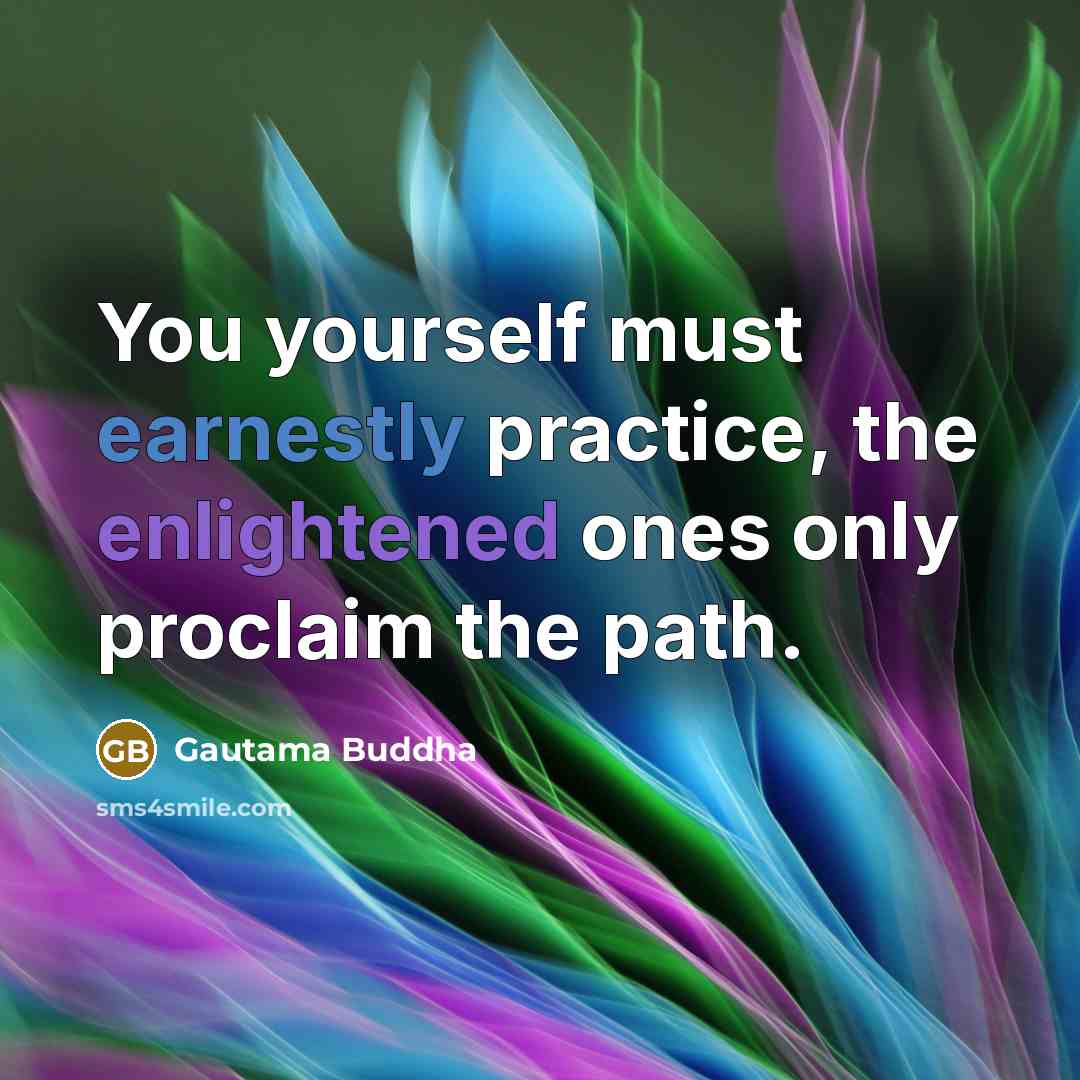 “You yourself must earnestly practice, the enlightened ones only proclaim the path.” quote by Gautama Buddha