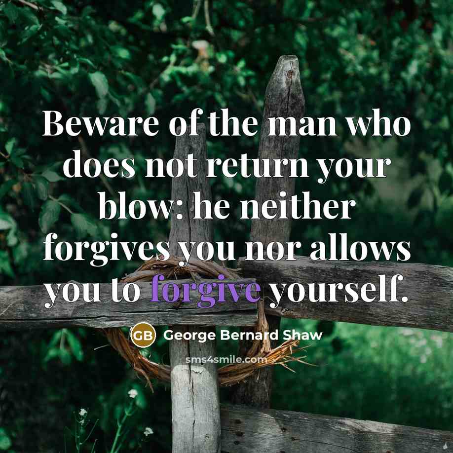 “Beware of the man who does not return your blow:…” quote by George Bernard Shaw