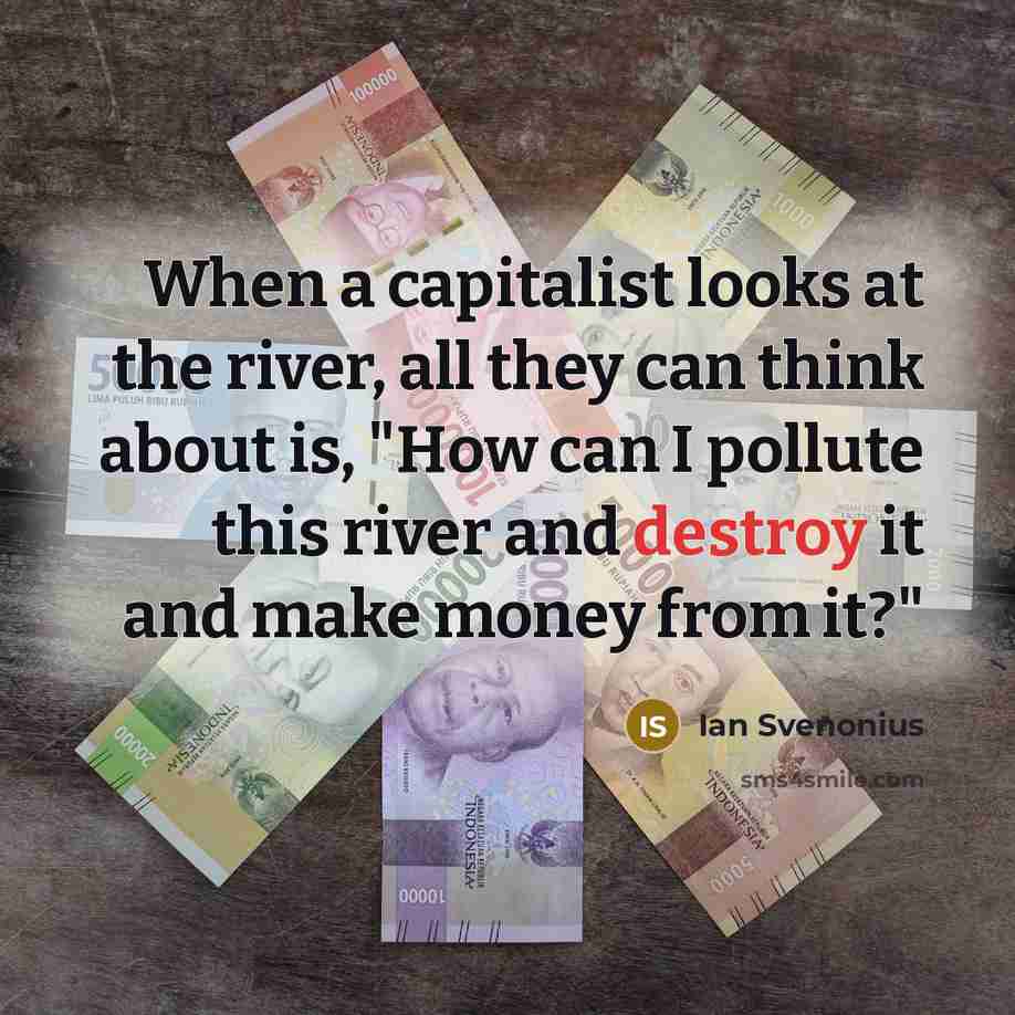“When a capitalist looks at the river, all they can…” quote by Ian Svenonius
