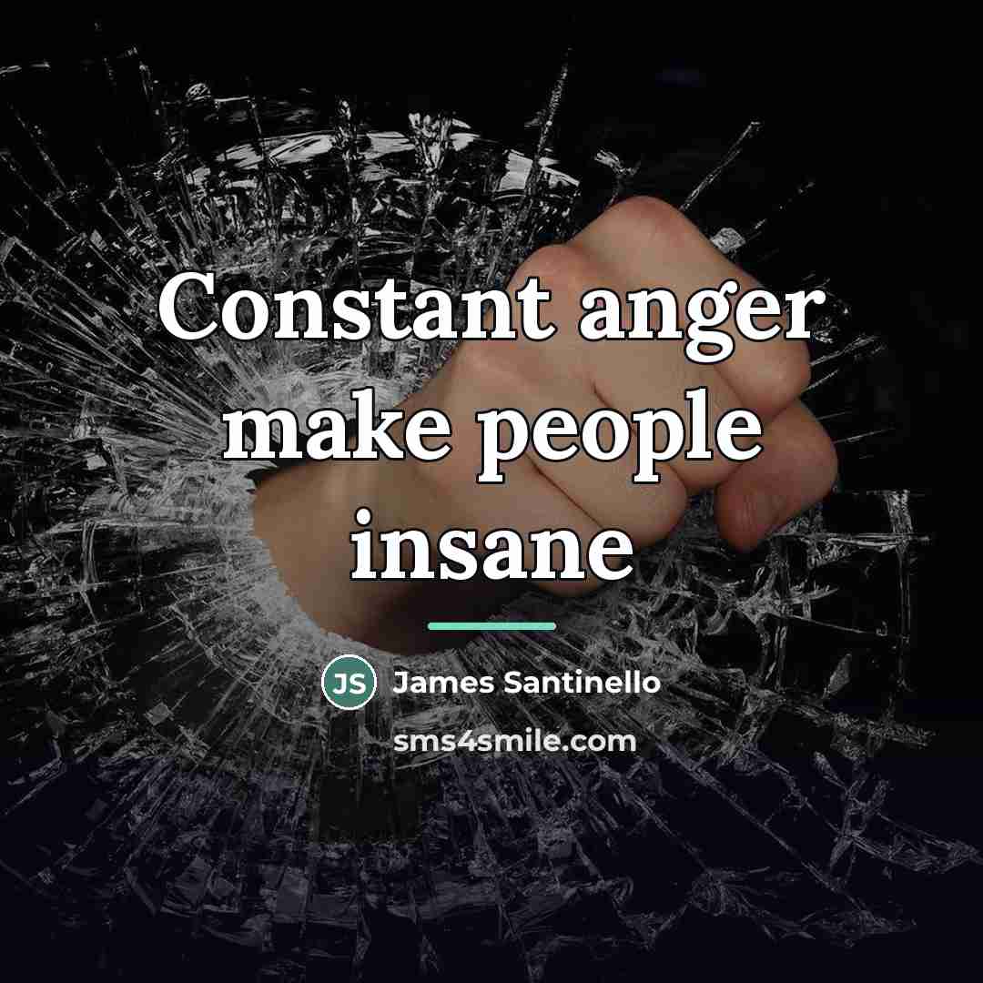 “Constant anger make people insane…” quote by James Santinello