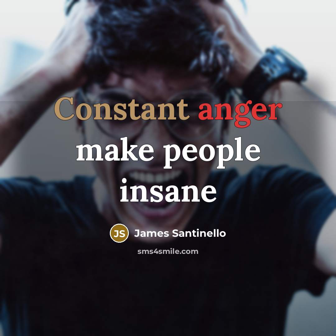 “Constant anger make people insane” quote by James Santinello