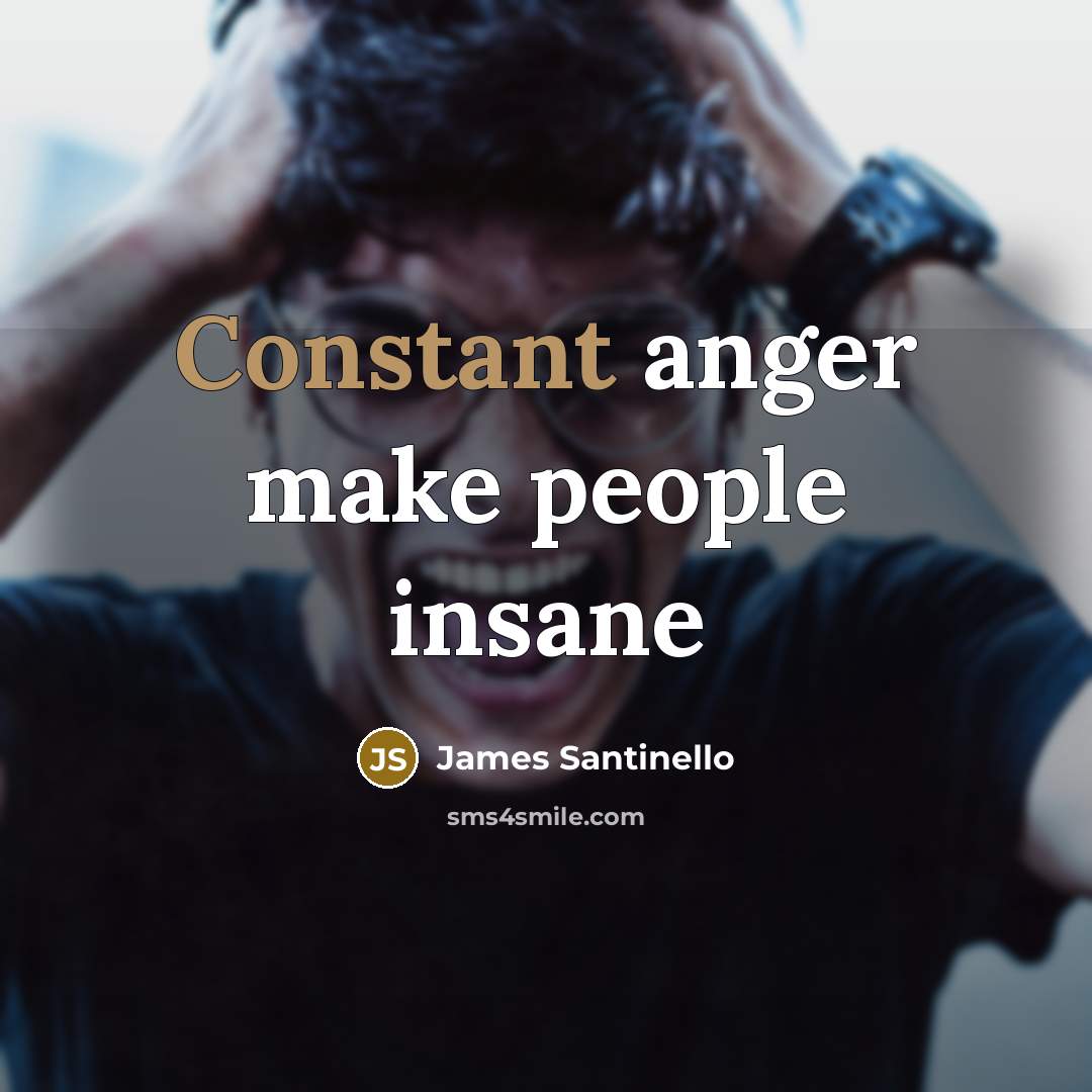 “Constant anger make people insane” quote by James Santinello
