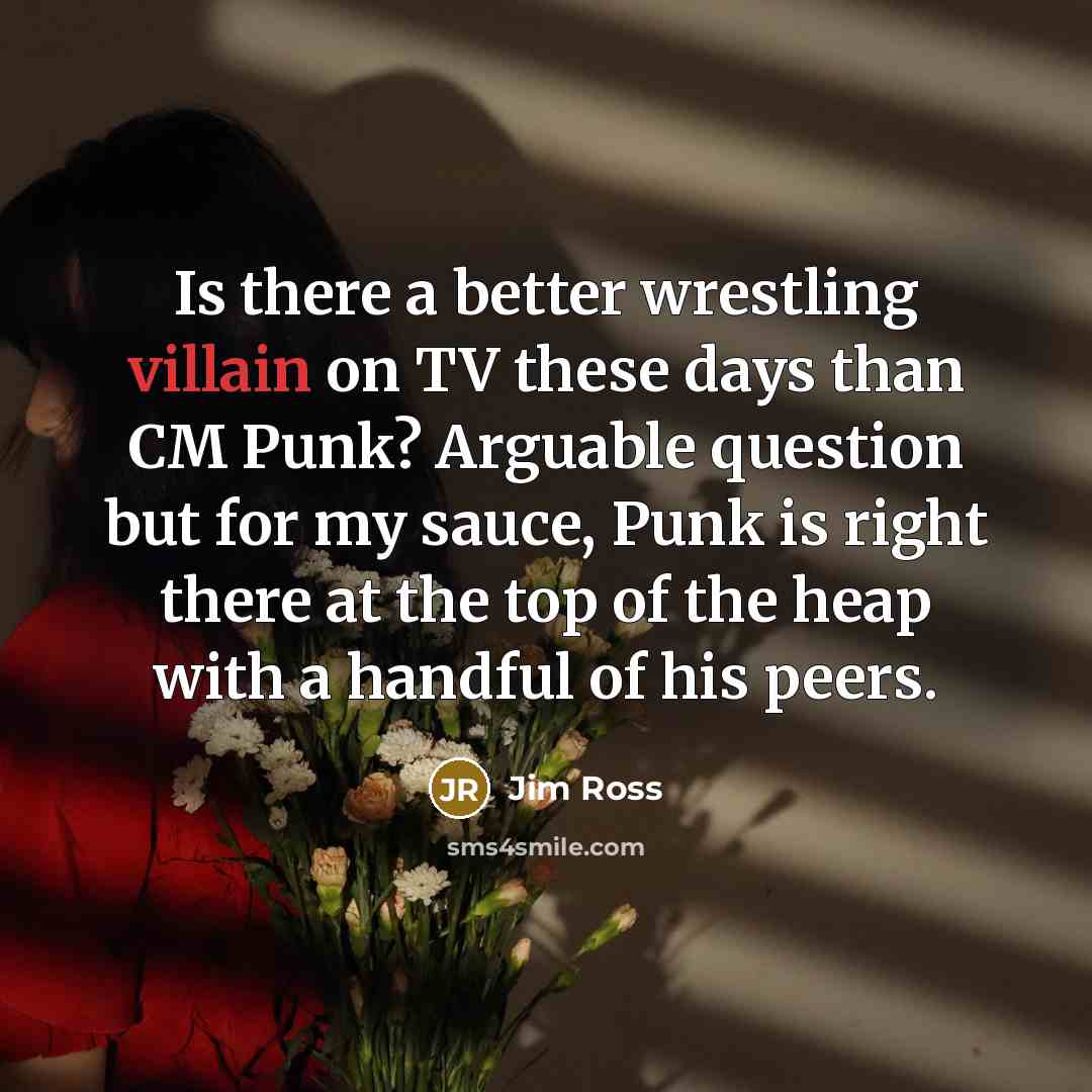 “Is there a better wrestling villain on TV these days…” quote by Jim Ross