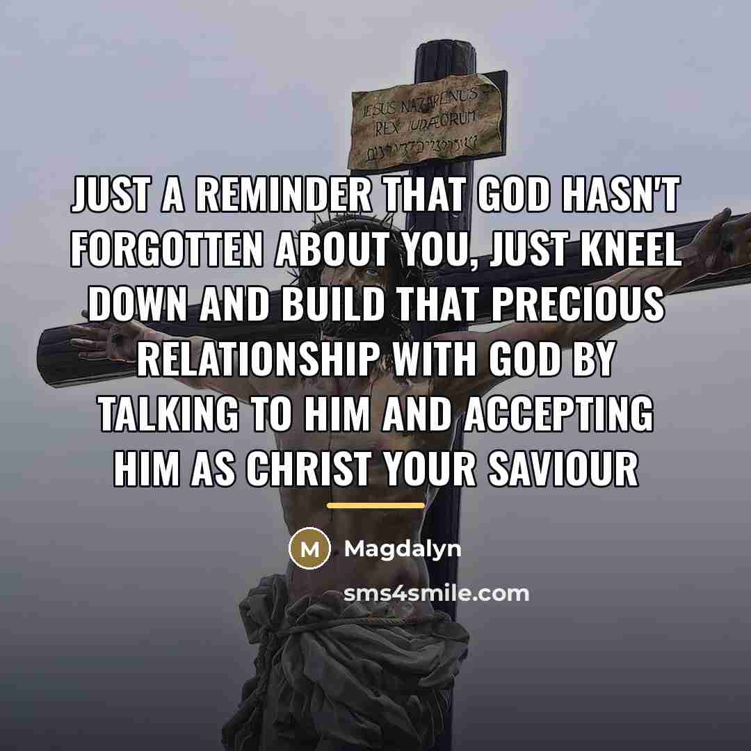 “Just a reminder that God hasn't forgotten about you, just…” quote by Magdalyn
