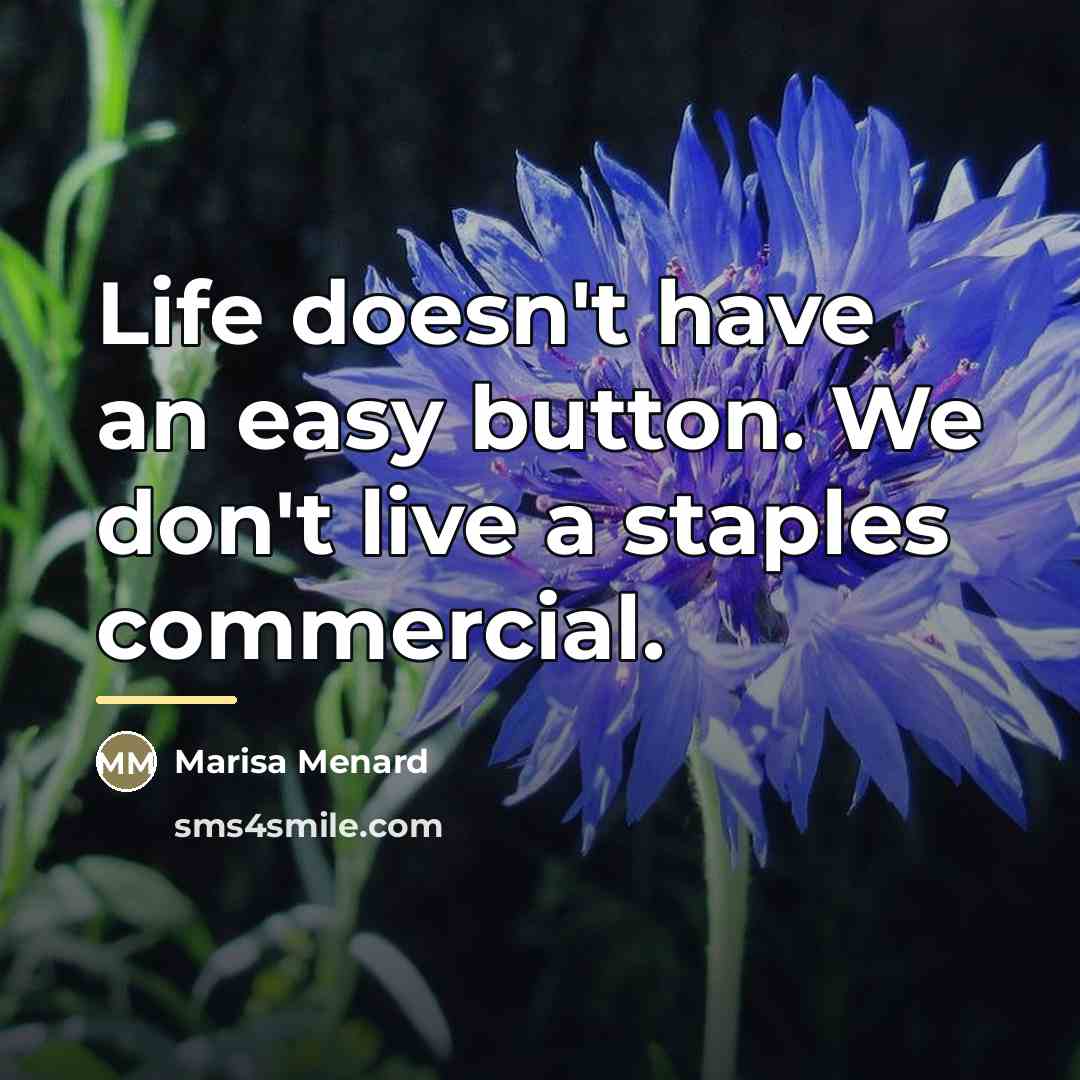 “Life doesn't have an easy button. We don't live a staples commercial.” quote by Marisa Menard