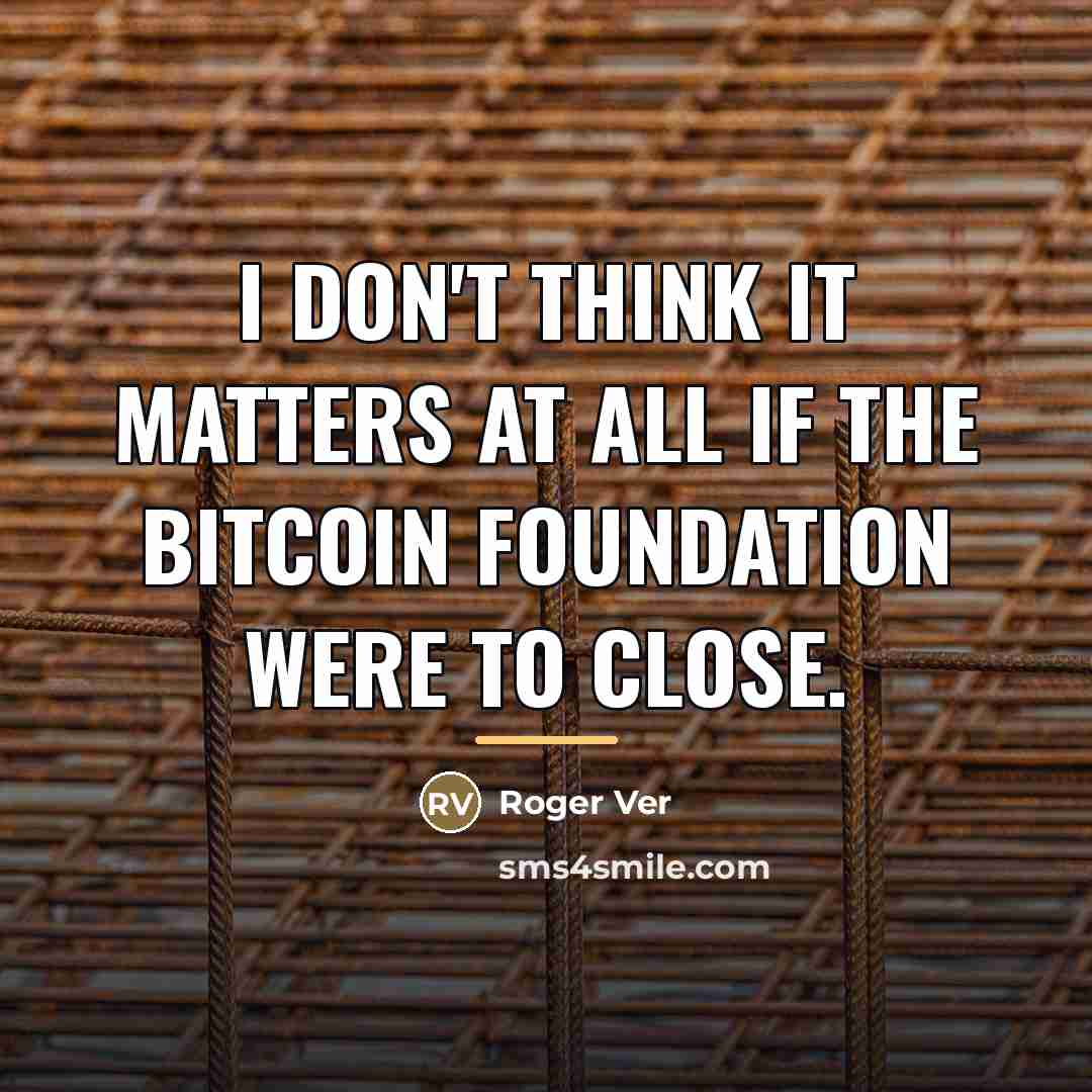 “I don't think it matters at all if the Bitcoin…” quote by Roger Ver