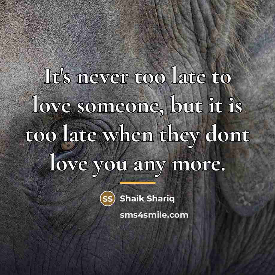 “It's never too late to love someone, but it is…” quote by Shaik Shariq