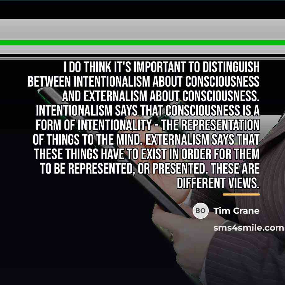 “I do think it's important to distinguish between intentionalism about…” quote by Tim Crane