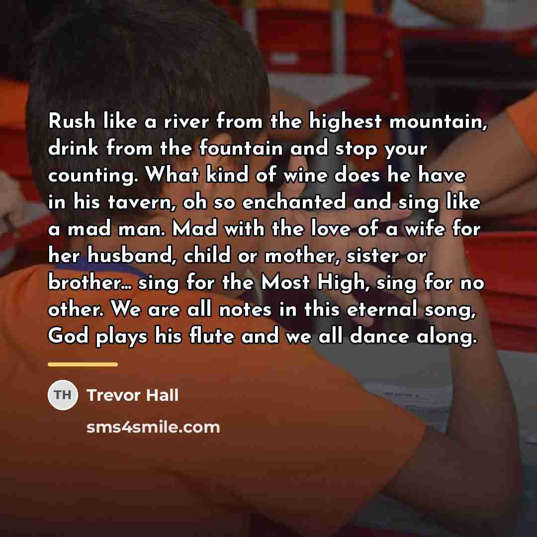“Rush like a river from the highest mountain, drink from…” quote by Trevor Hall