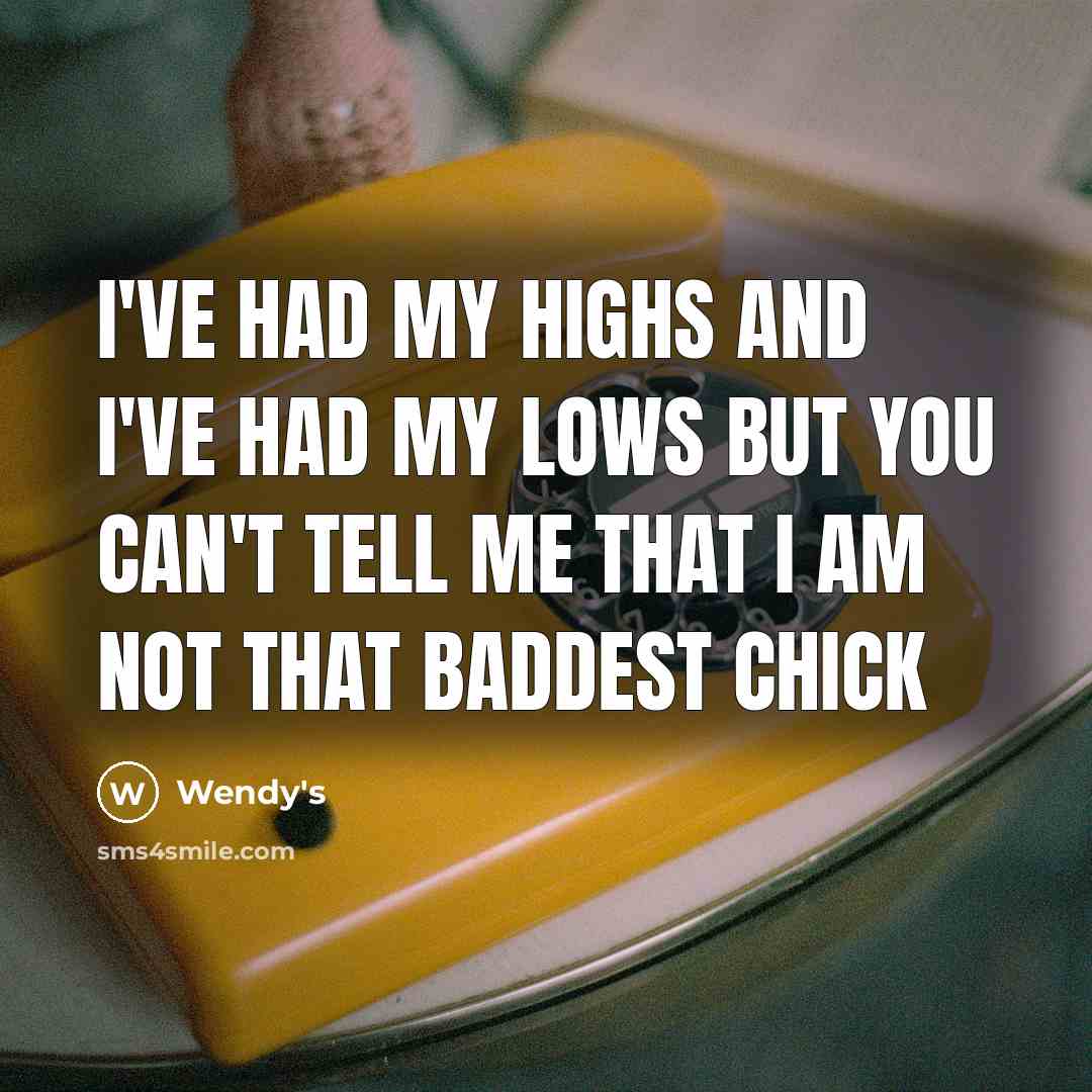 “I've had my highs and i've had my lows but you can't tell me that I am not that baddest chick” quote by Wendy's