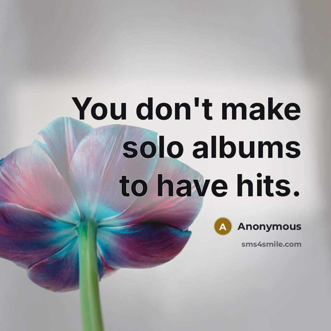 “You don't make solo albums to have hits.…” quote by Anonymous