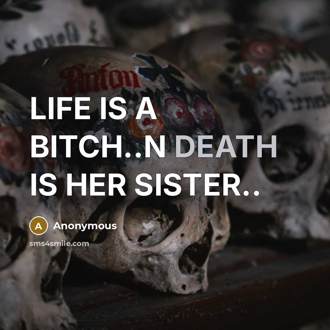 “LIFE IS A BITCH..N DEATH IS HER SISTER..…” quote by Anonymous