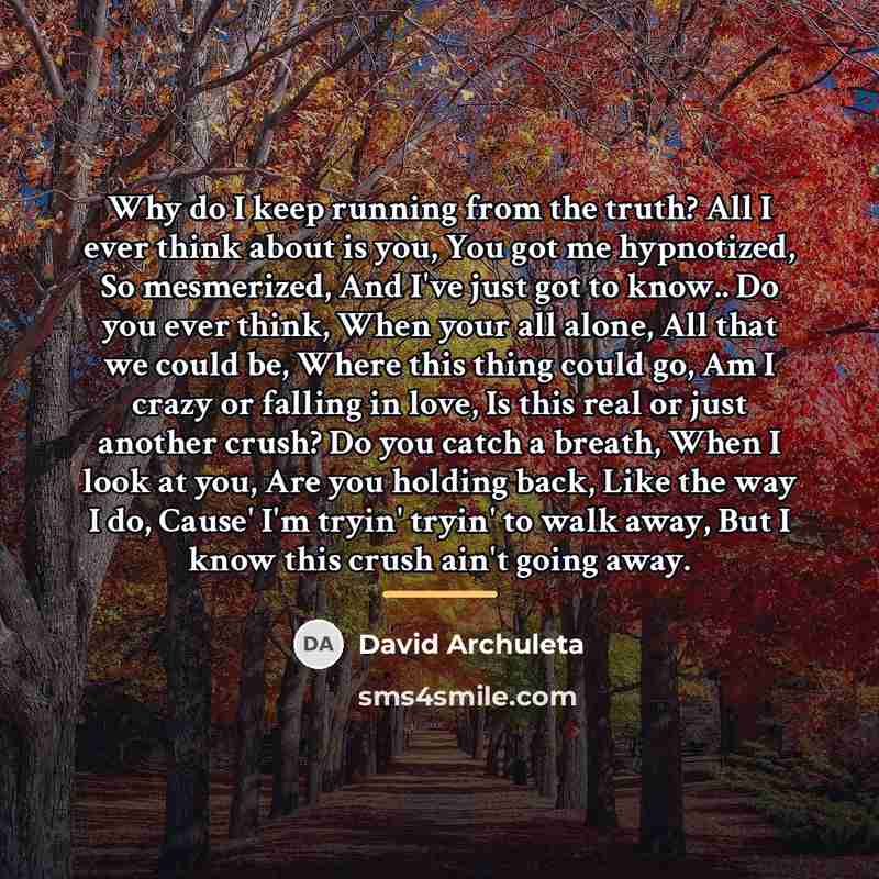 “Why do I keep running from the truth? All I…” quote by David Archuleta