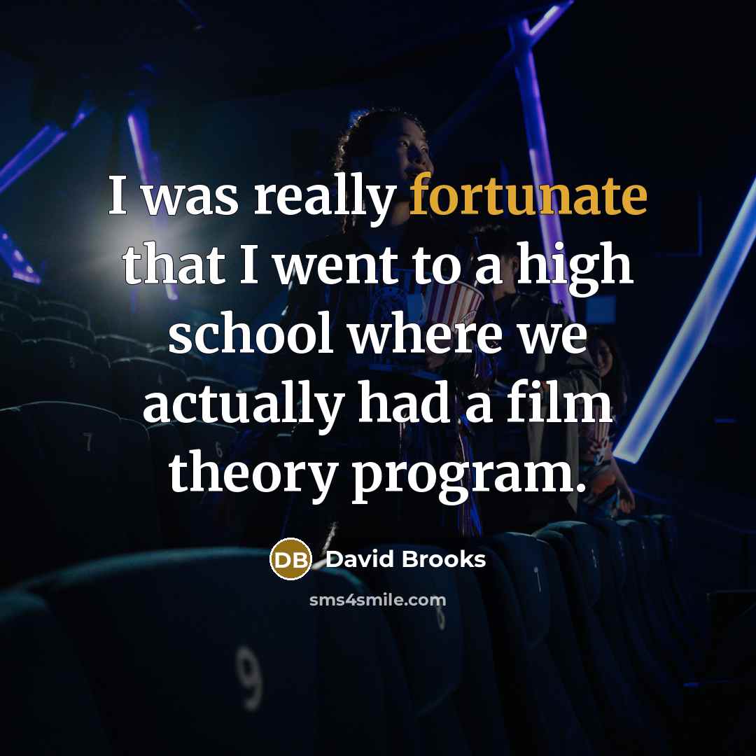 “I was really fortunate that I went to a high…” quote by David Brooks