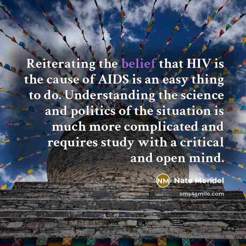 “Reiterating the belief that HIV is the cause of AIDS…” quote by Nate Mendel
