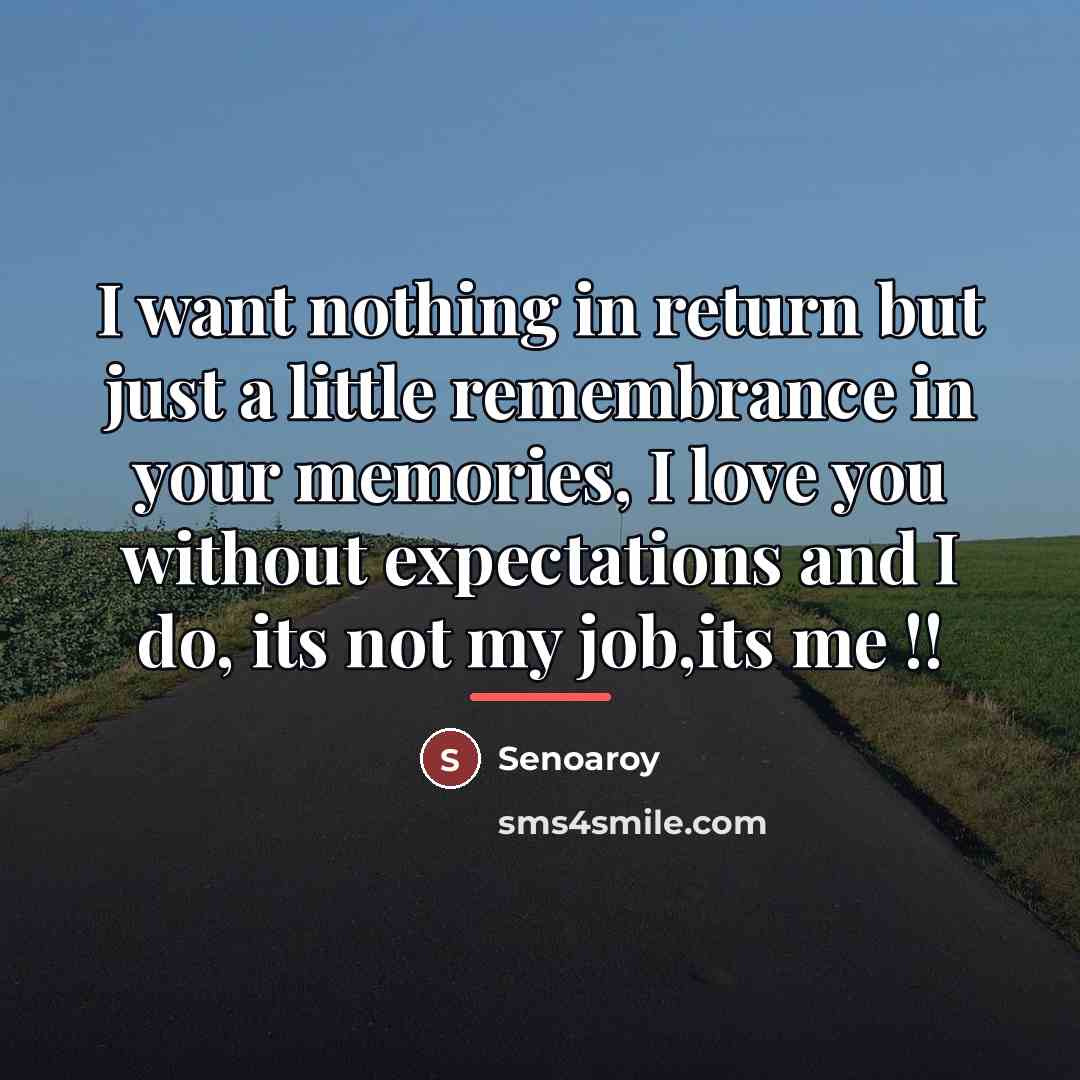 “I want nothing in return but just a little remembrance…” quote by Senoaroy