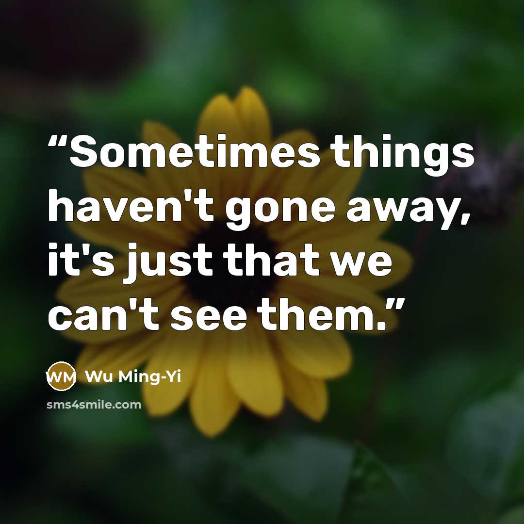 “Sometimes things haven't gone away, it's just that we can't see them.” quote by Wu Ming-Yi