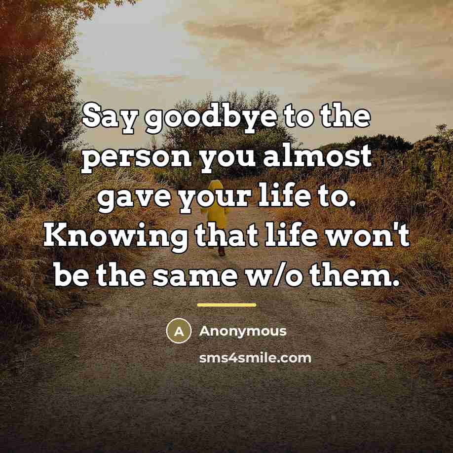 “Say goodbye to the person you almost gave your life…” quote by Anonymous