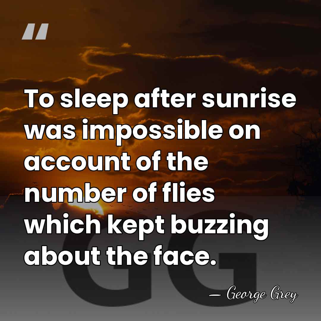To sleep after sunrise was impossible on account of the number of&hellip; - George Grey