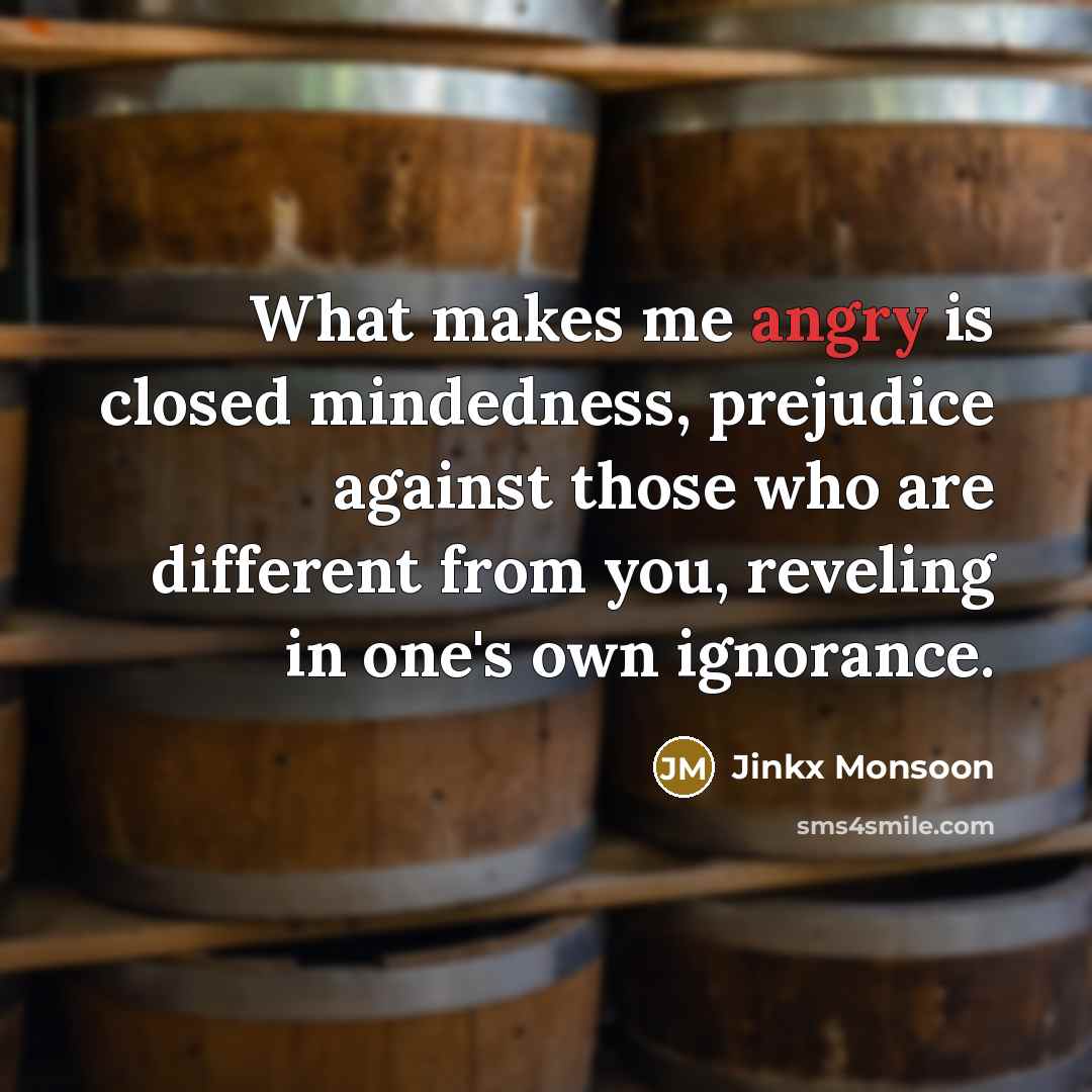 “What makes me angry is closed mindedness, prejudice against those…” quote by Jinkx Monsoon