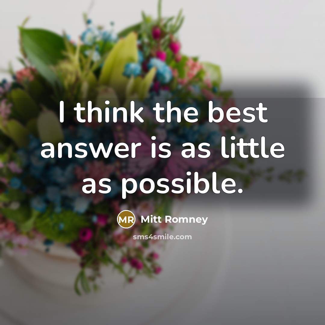 “I think the best answer is as little as possible.” quote by Mitt Romney