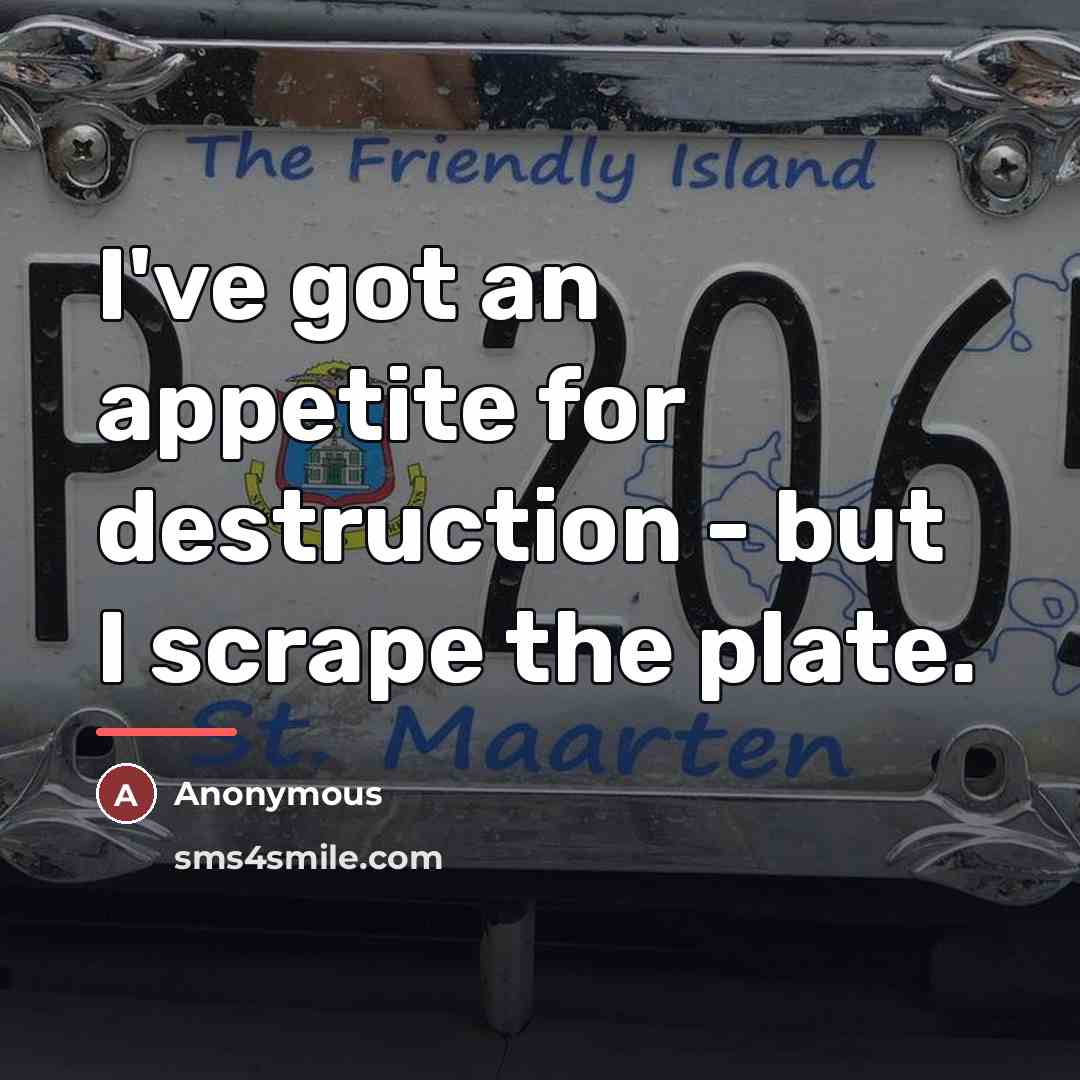 “I've got an appetite for destruction - but I scrape…” quote by Anonymous