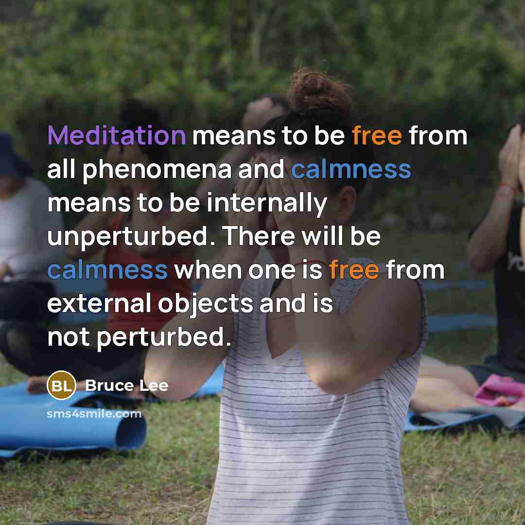 “Meditation means to be free from all phenomena and calmness…” quote by Bruce Lee