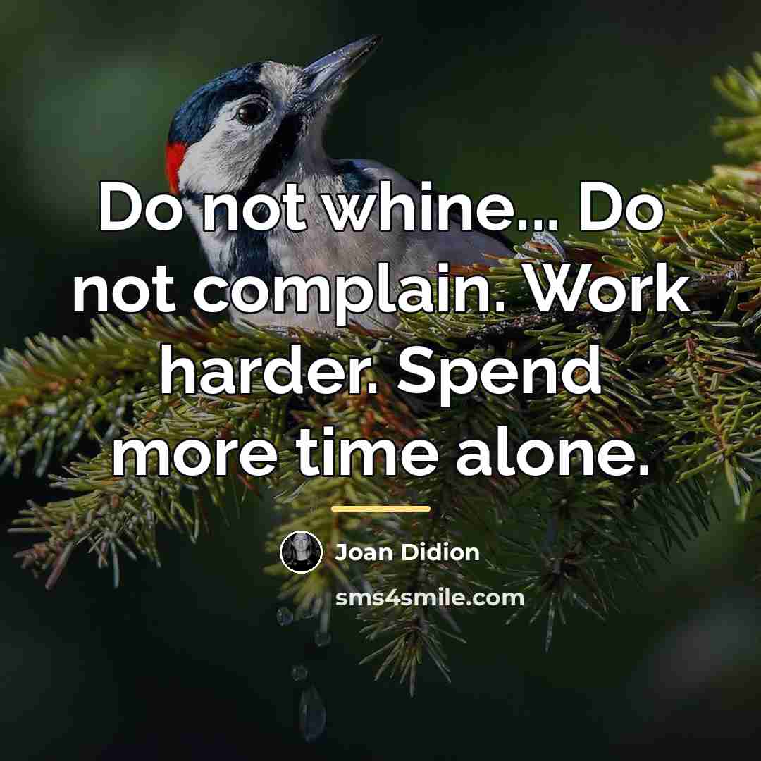 “Do not whine... Do not complain. Work harder. Spend more…” quote by Joan Didion