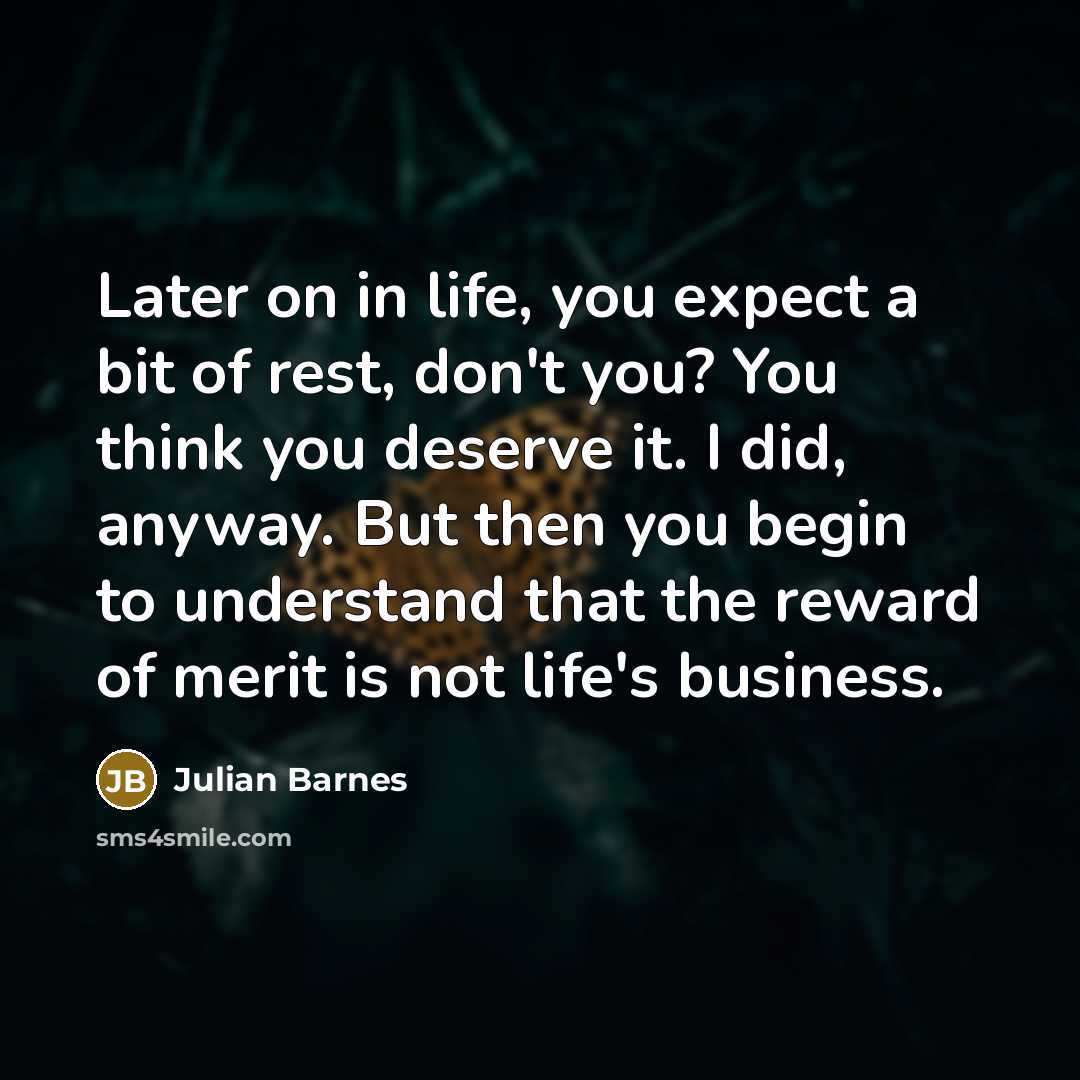 “Later on in life, you expect a bit of rest,…” quote by Julian Barnes