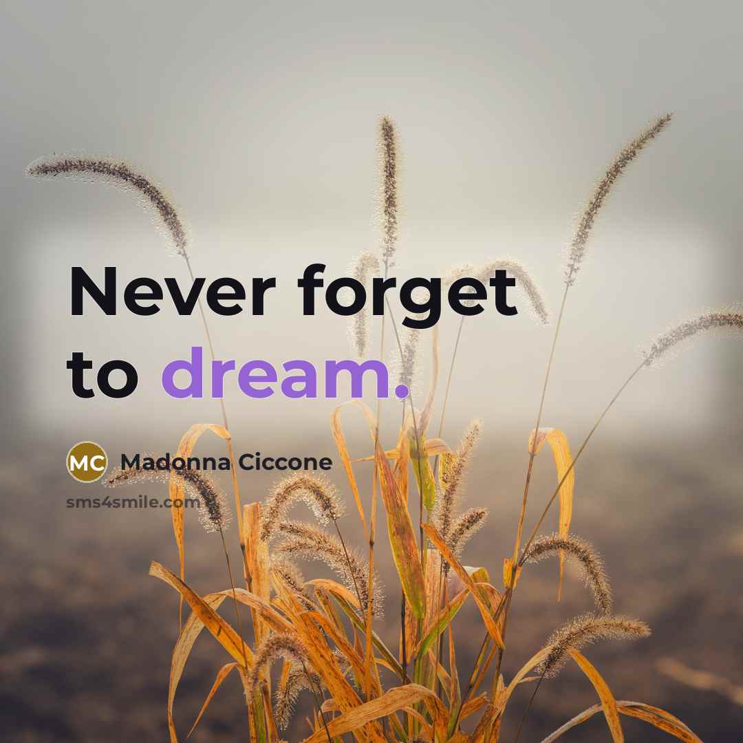 “Never forget to dream.…” quote by Madonna Ciccone