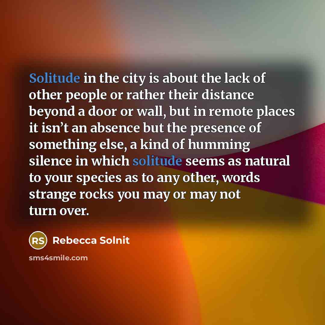 “Solitude in the city is about the lack of other…” quote by Rebecca Solnit