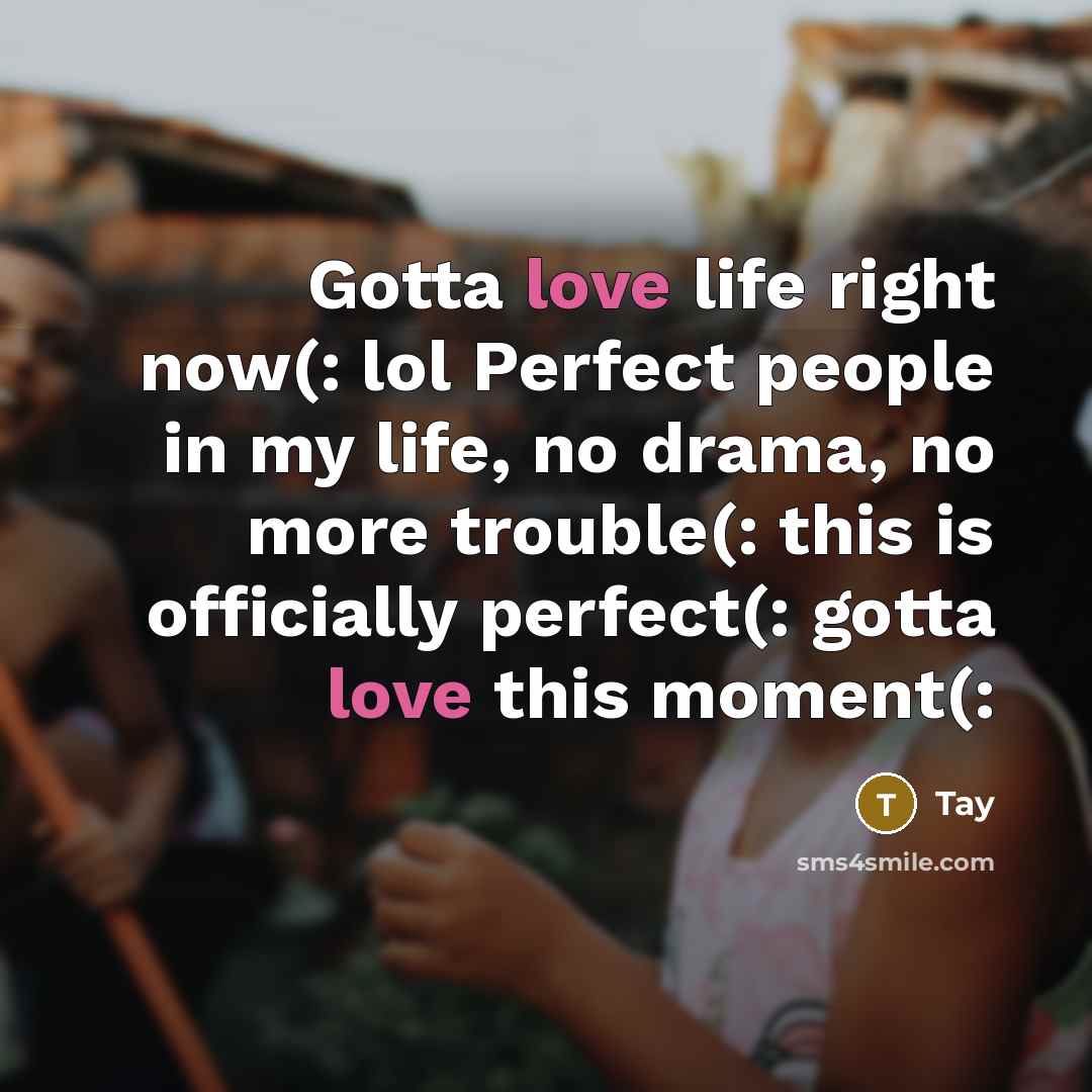 “Gotta love life right now(: lol Perfect people in my…” quote by Tay