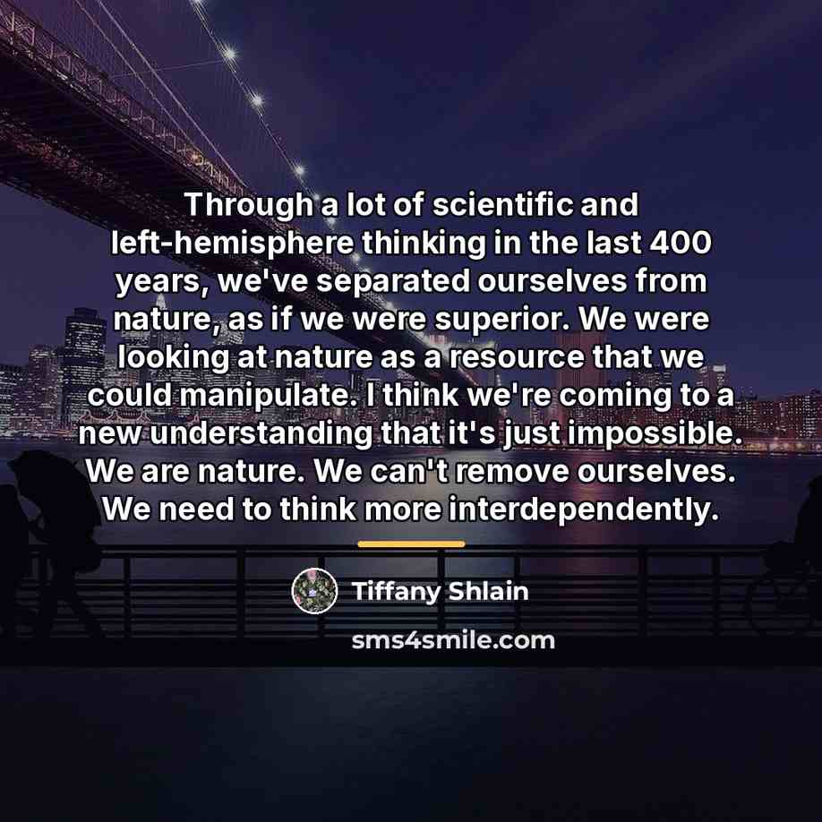 “Through a lot of scientific and left-hemisphere thinking in the…” quote by Tiffany Shlain