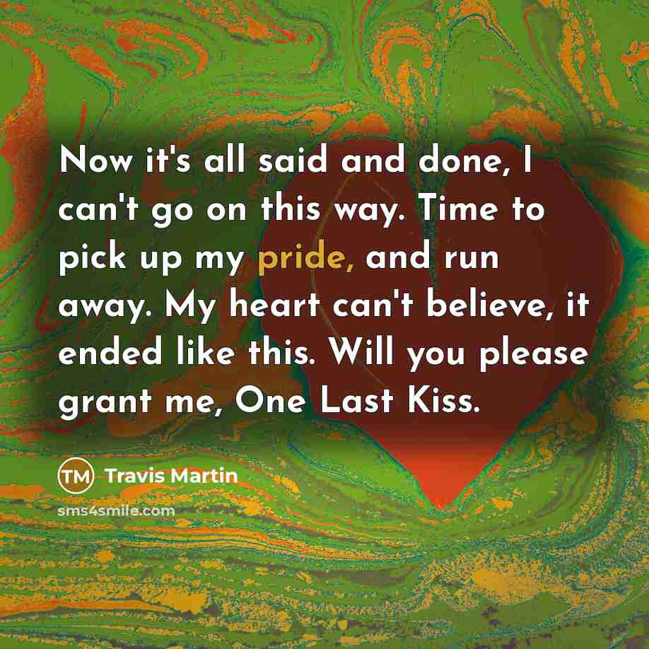“Now it's all said and done, I can't go on…” quote by Travis Martin