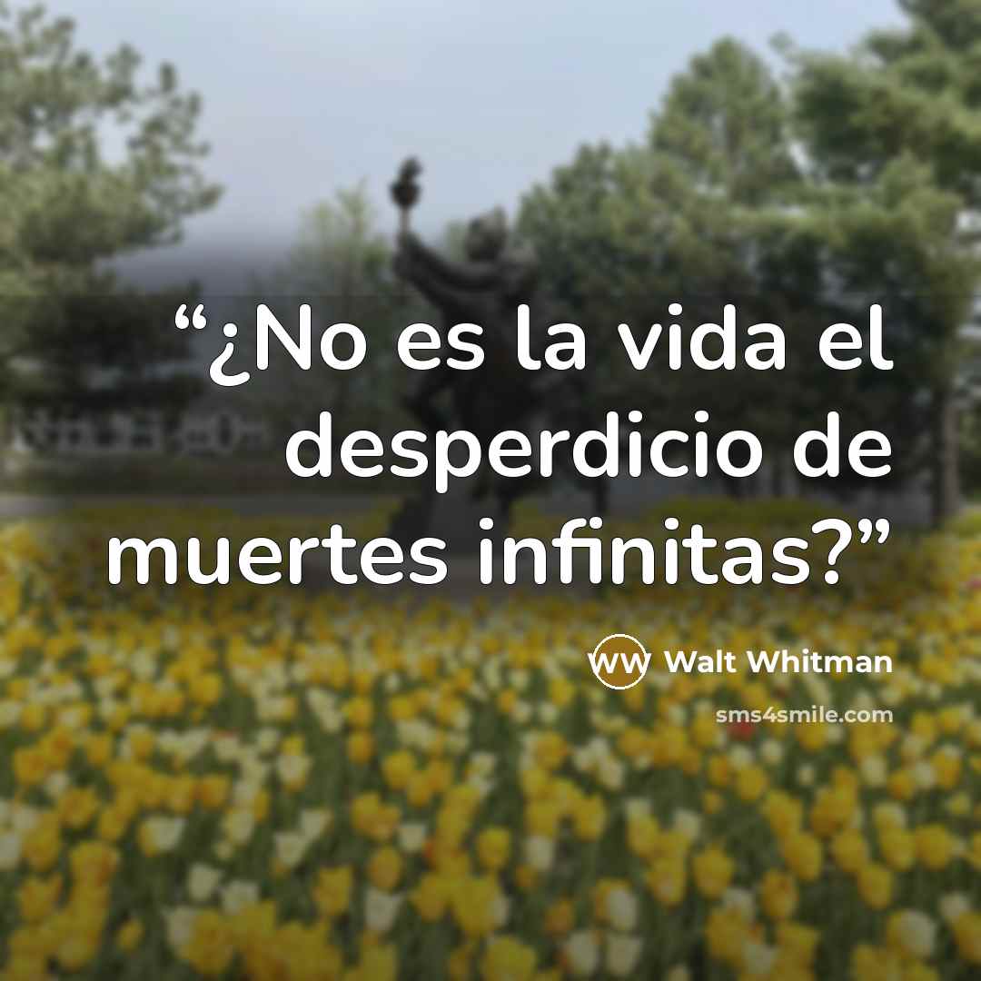 “¿No es la vida el desperdicio de muertes infinitas?” quote by Walt Whitman