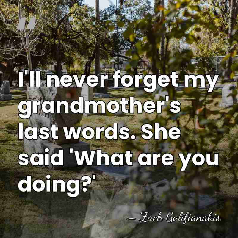 I'll never forget my grandmother's last words. She said 'What are you&hellip; - Zach Galifianakis