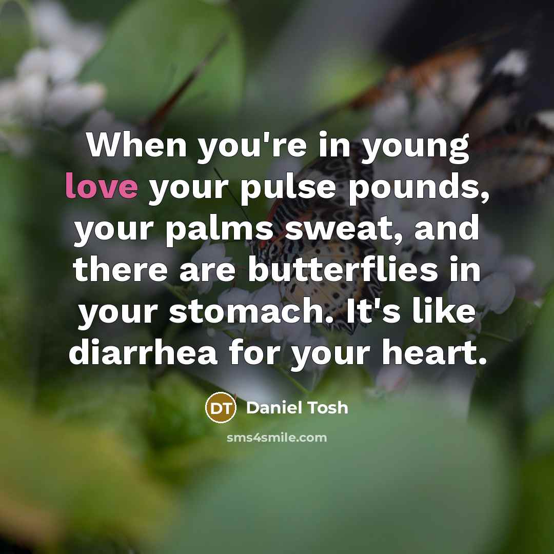 “When you're in young love your pulse pounds, your palms…” quote by Daniel Tosh