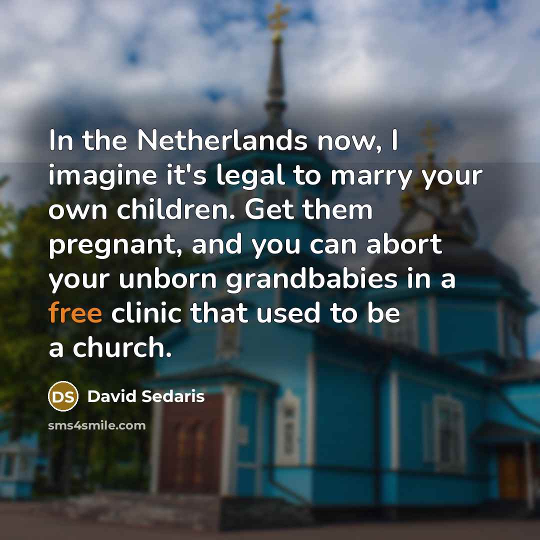 “In the Netherlands now, I imagine it's legal to marry…” quote by David Sedaris
