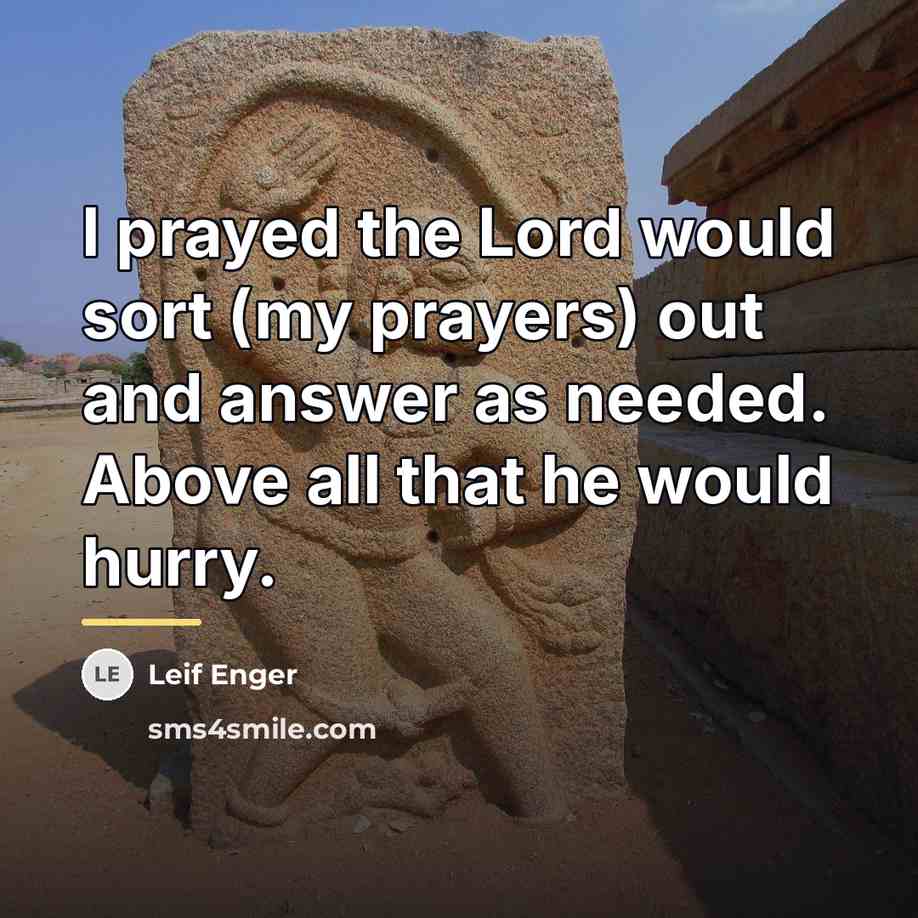“I prayed the Lord would sort (my prayers) out and…” quote by Leif Enger