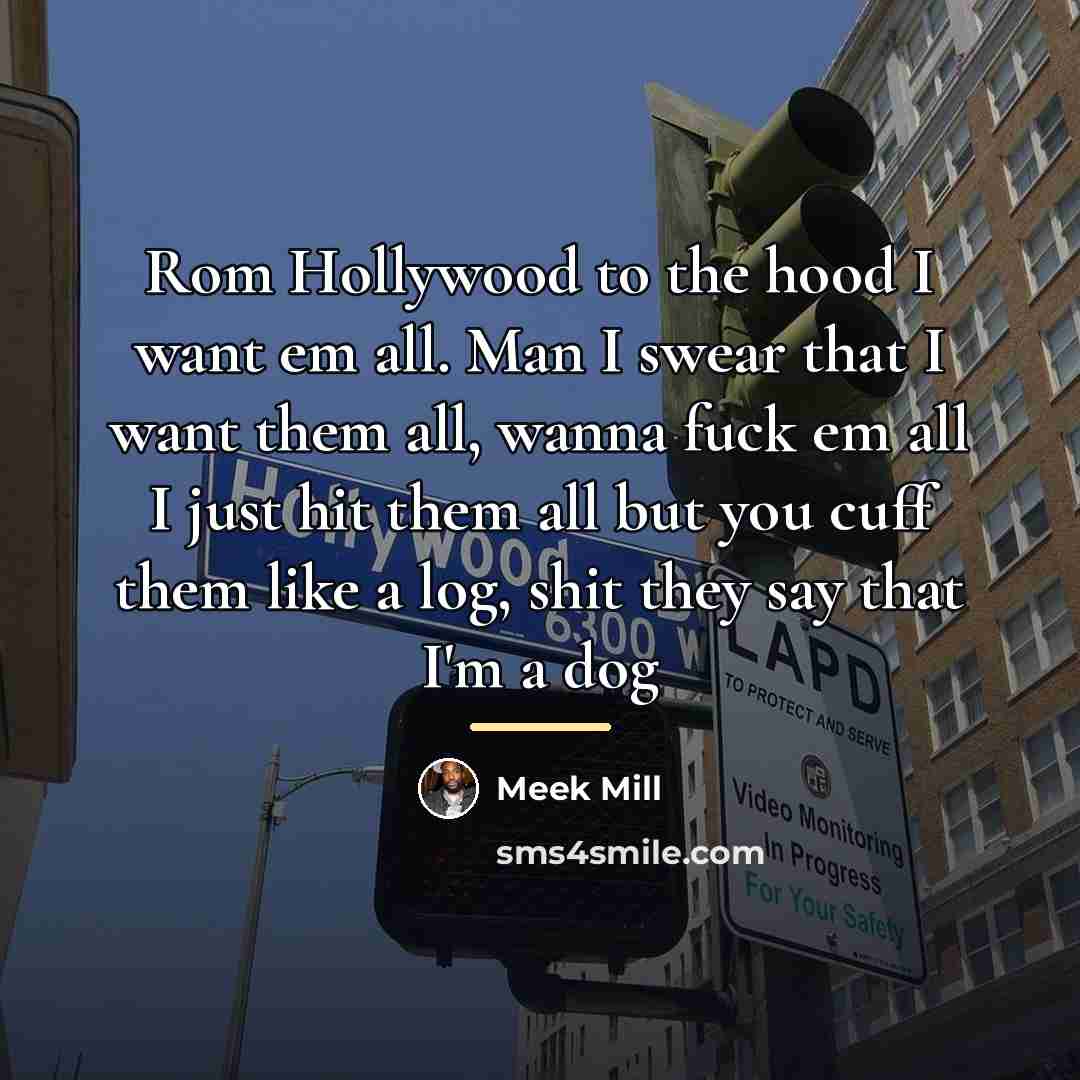 “Rom Hollywood to the hood I want em all. Man…” quote by Meek Mill