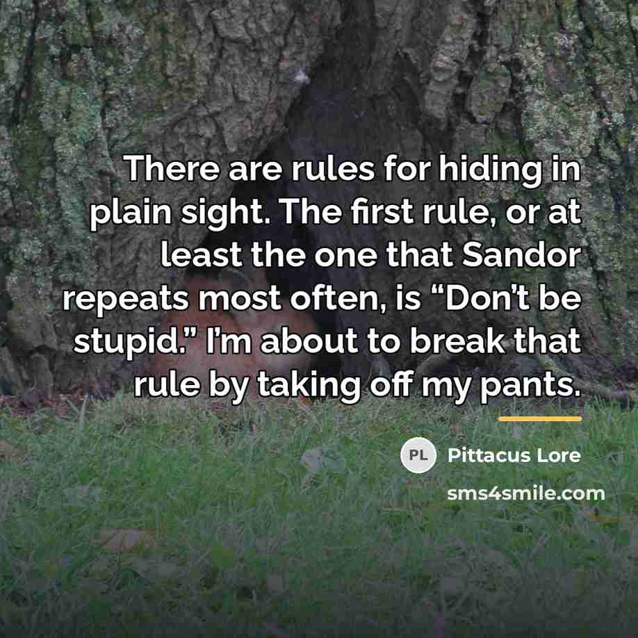 “There are rules for hiding in plain sight. The first…” quote by Pittacus Lore