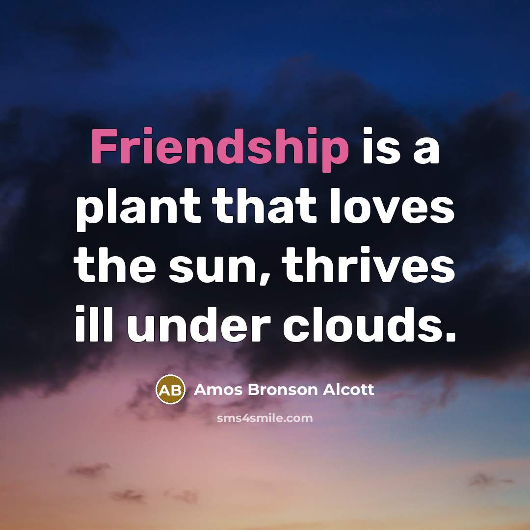 “Friendship is a plant that loves the sun, thrives ill…” quote by Amos Bronson Alcott