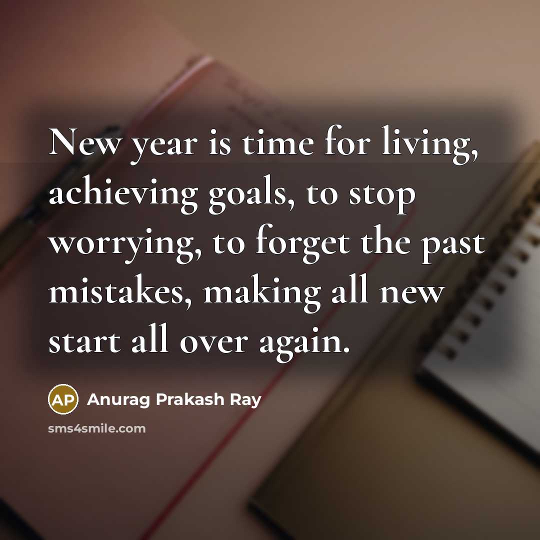 “New year is time for living, achieving goals, to stop…” quote by Anurag Prakash Ray