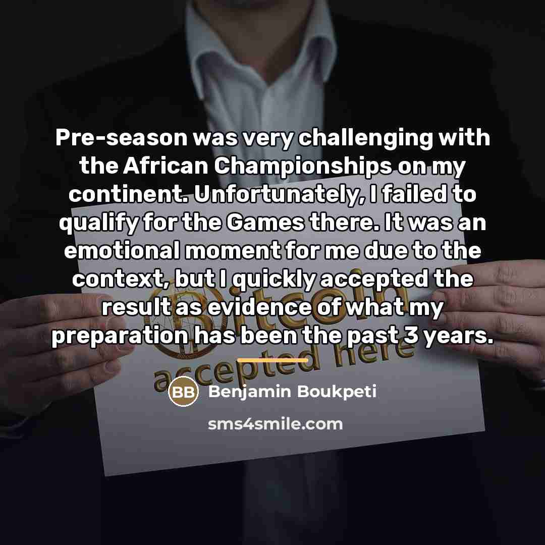 “Pre-season was very challenging with the African Championships on my…” quote by Benjamin Boukpeti