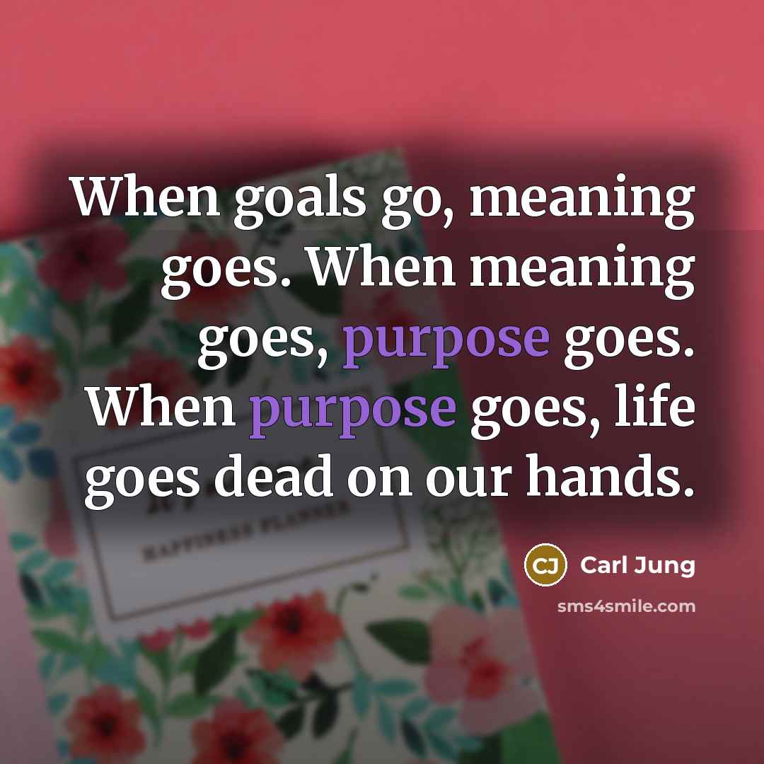 “When goals go, meaning goes. When meaning goes, purpose goes.…” quote by Carl Jung