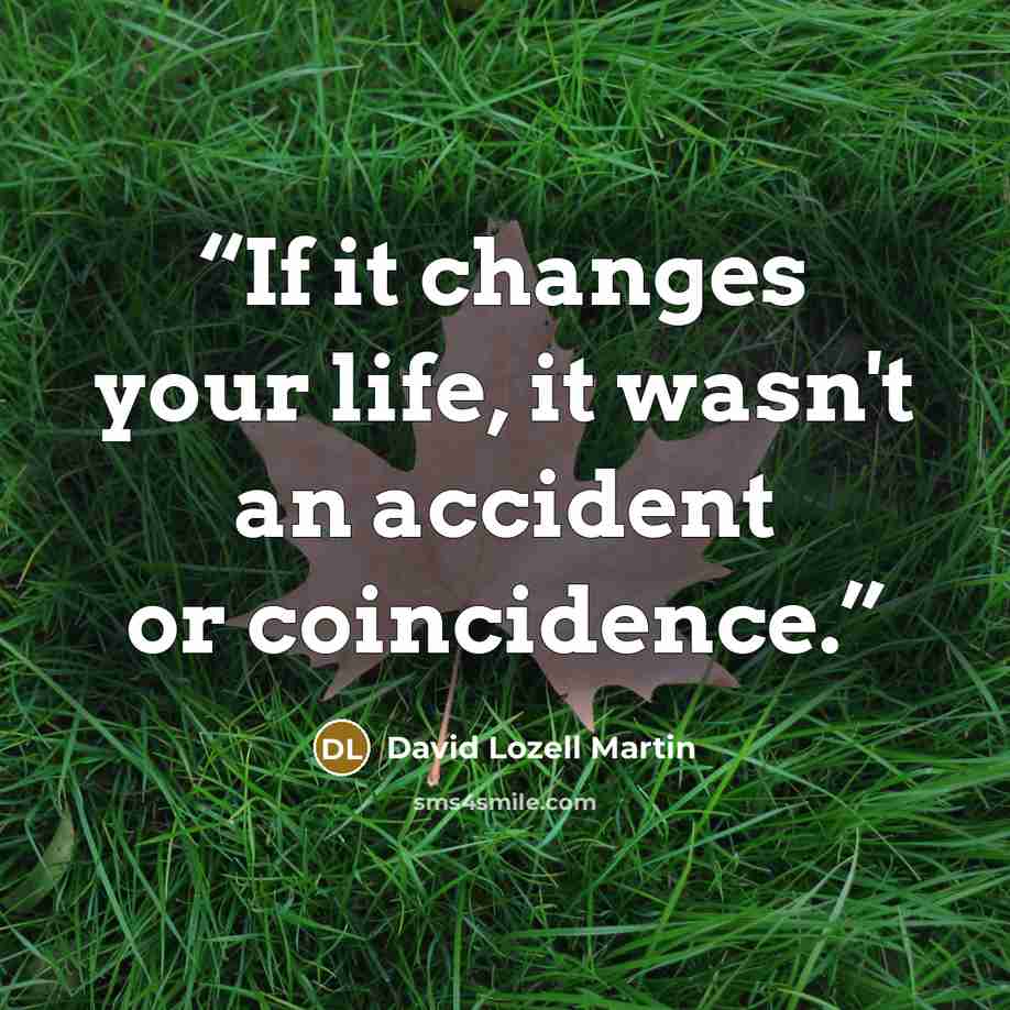 “If it changes your life, it wasn't an accident or coincidence.” quote by David Lozell Martin
